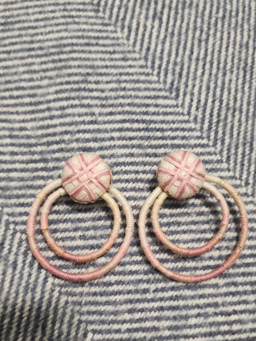 Anthropologie Pastel Pink & Cream Double Hoop Drop Earrings